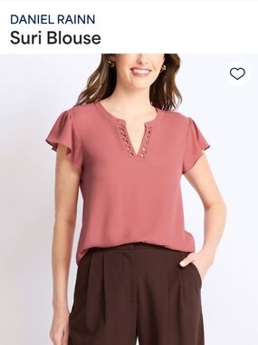 NWOT Daniel Rainn Flutter Sleeve Blouse in Dusty Rose